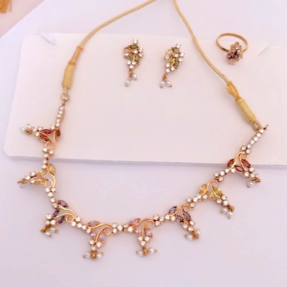 Handcrafted kundan necklace and earrings set pastel jewelry for lehenga Diwali